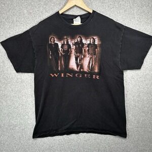 Rare Vintage Winger Band‎ Tour Shirt Size Extra Large Black Faded Worn